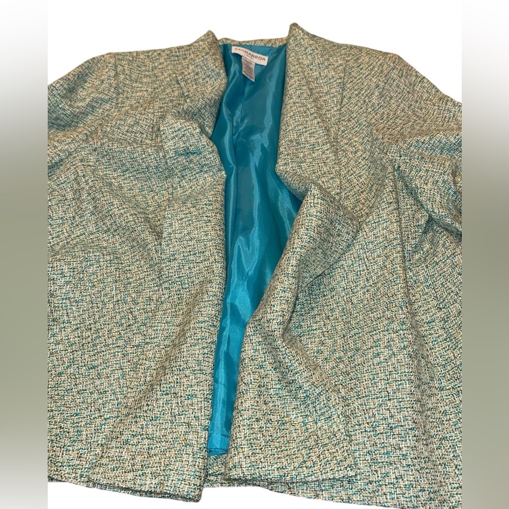 Sag Harbor Blazer size 20 has shoulder pads aqua blue‎ sea foam green